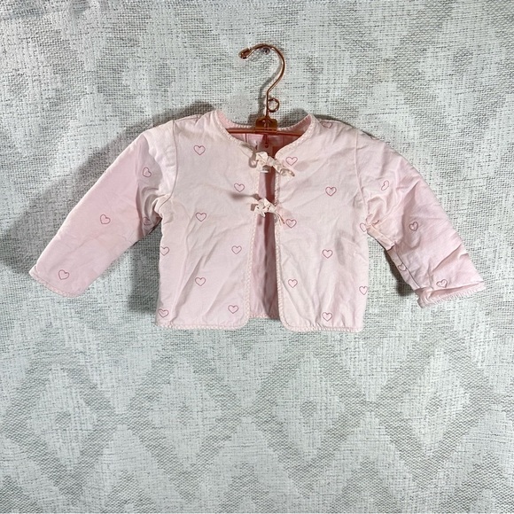Janie and Jack pink heart embroidered front tie jacket size 6-12 Months - Picture 1 of 5